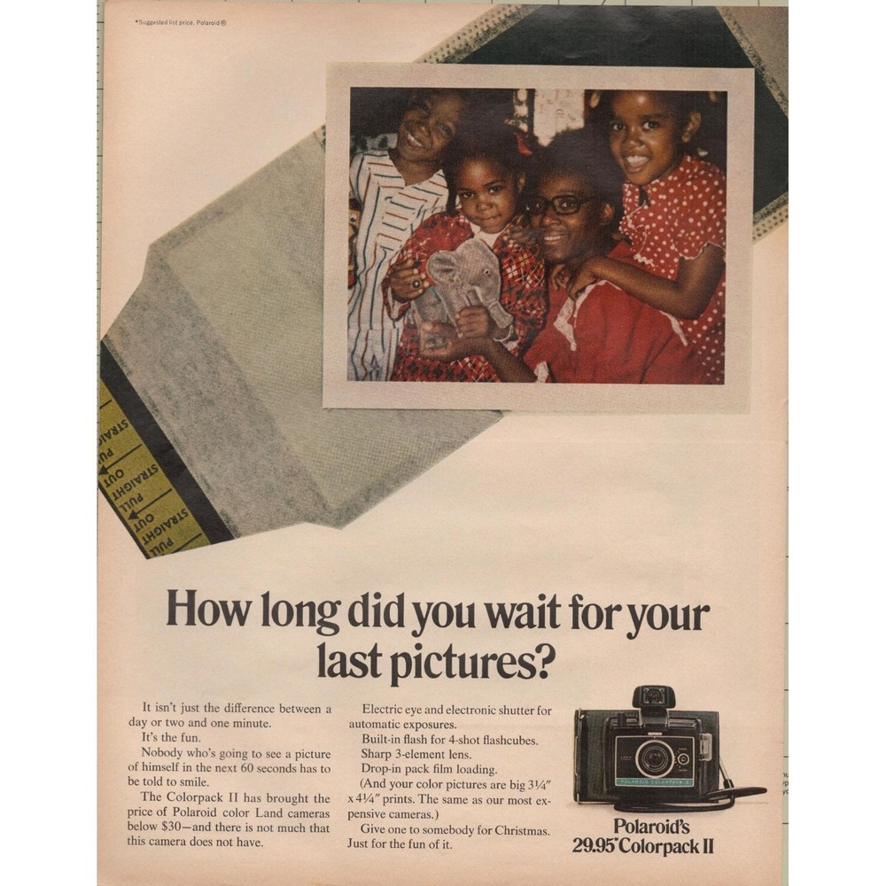 Polaroid‎ Colorpack II Instant Camera How Long Did You Wait Print Ad 1970